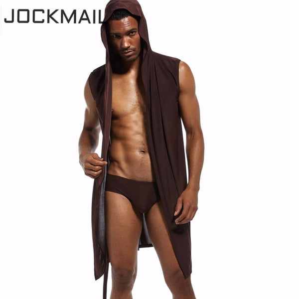 JOCKMAIL Men Bathrobe Bath Robe Nylon ice silk Male Robe Clothing Sleepwear Pajamas Sexy Fashion kimono Nightgown Gay Underwear