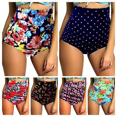 ITFABS Women Retro Floral High Waist Bikini Bottoms Swimwear Swimming Trunks Thongs Beachwear
