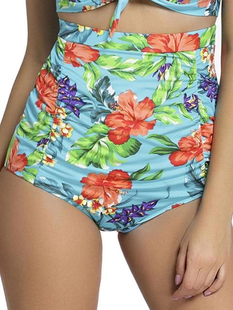 ITFABS Women Retro Floral High Waist Bikini Bottoms Swimwear Swimming Trunks Thongs Beachwear