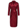 BURGUNDY Mens Robe Hot Sale Faux Silk Kimono Bath Gown Bathrobe Nightgown Sleepwear Hombre Pijama Size S M L XL XXL XXXL ZhM025