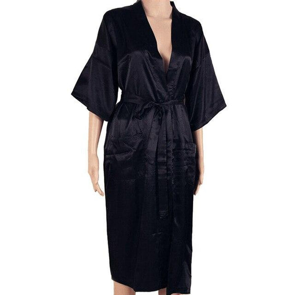 Hot Sale Black Men Sexy Faux Silk Kimono Bathrobe Gown Chinese Style Male Robe Nightgown Sleepwear Plus Size S M L XL XXL XXXL