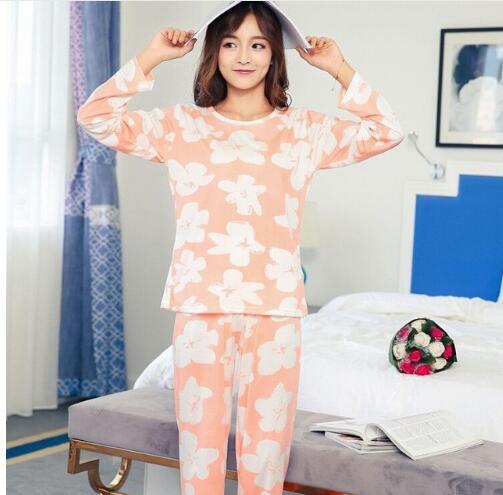 Women Pajamas Sets autumn long Sleeve Thin Cotton Cartoon Print Pyjamas Cute Young Girl Sleepwear Girl pijamas Mujer Nightgown