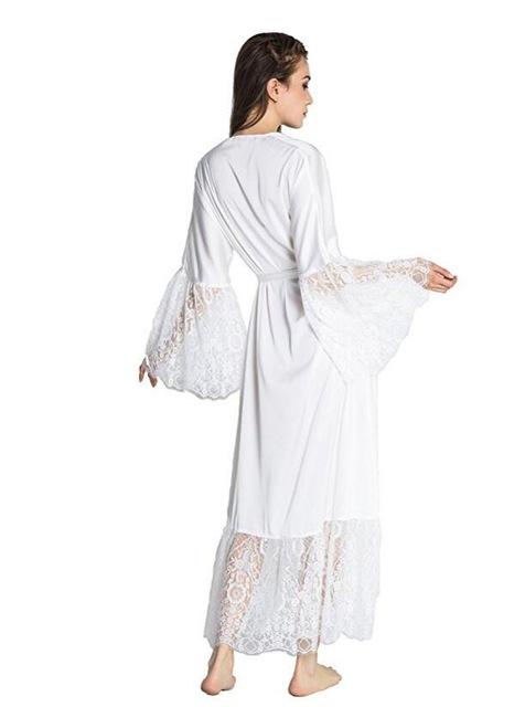 Summer Lace Patchwork Satin Kimono Robe Sexy Sleepwear Lingerie Chemises Women Silk Long Nightgown Wedding bridesmaid Robes