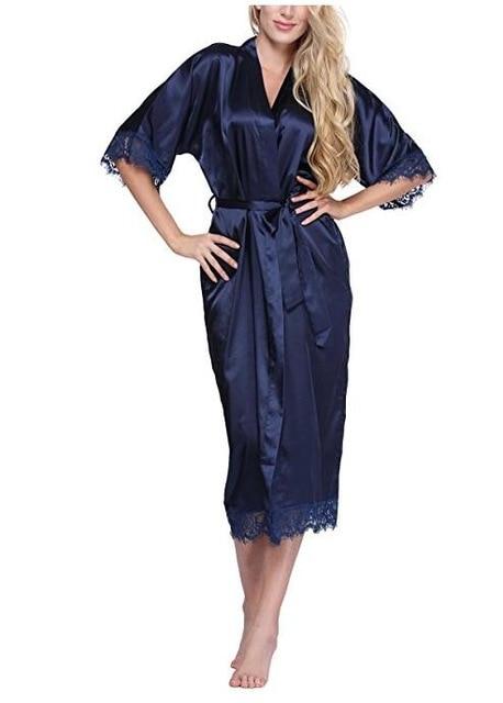 High Quality Black Women Silk Rayon Robe Sexy Long Lingerie Sleepwear Kimono Yukata Nightgown Plus Size S M L XL XXL XXXL A-050
