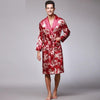 Coffee And Navy Blue Men Silk Robes 2016 Male Senior Satin Sleepwear Summer Long Paisley Pattern Robe Set Long Sleeves Nightgown