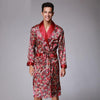 Coffee And Navy Blue Men Silk Robes 2016 Male Senior Satin Sleepwear Summer Long Paisley Pattern Robe Set Long Sleeves Nightgown