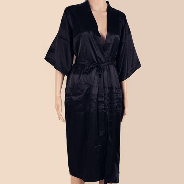 Black Chinese Men Faux Silk Robe Summer New Kimono Bath Gown Bathrobe Nightgown Sleepwear Pijama Size S M L XL XXL XXXL MR005