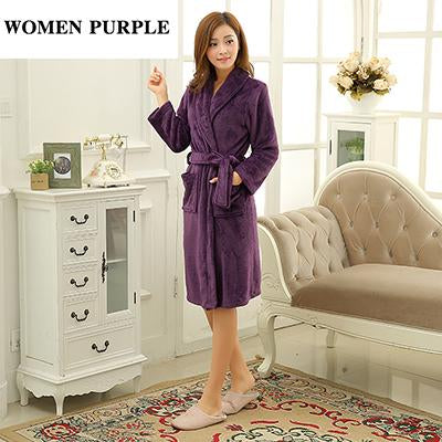 On Sale Men Soft as Silk Flannel Long Bath Robe Male Kimono Bathrobe Lovers Dressing Gown Winter Warm Robes Classic Nightgowns