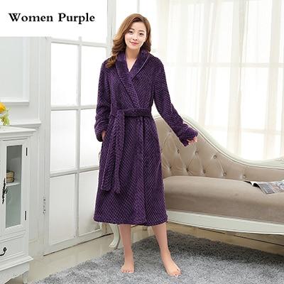 On Sale Lovers Thick Warm Winter Bathrobe Men Soft as Silk Extra Long Kimono Bath Robe Male Dressing Gown for Mens Flannel Robes