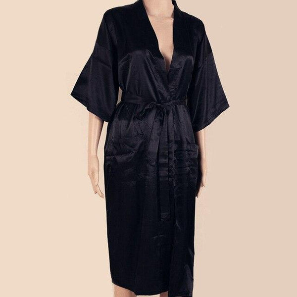 Black Classic China Style Nightgown Men Bath Robe Kimono Bath Gown Faux Silk Yukata Nightgown Size M L XL XXL XXXL Free Shipping