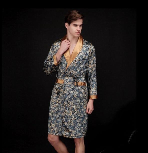 Nightgown Robe Sets Satin Robes Men Dressing Gown Bathrobe For Men Sleep Sleepwear Silk Satin Robes Plus Size XXL