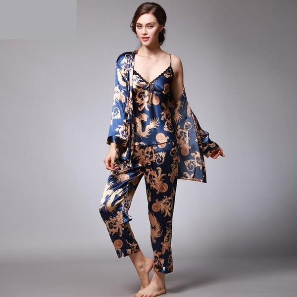 Luxury Paisley Pattern Kimono Robes Men's Silk Satin Nightgown Women Kimono Dressing Gown Bathrobe Sleepwear Pajamas Sets