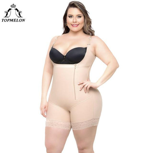 TOPMELON Women Sexy Body Shaper Butt Lifter Underwear Slimming Bodysuits Plus Big Size High Compression Push Hip Up Shapewear