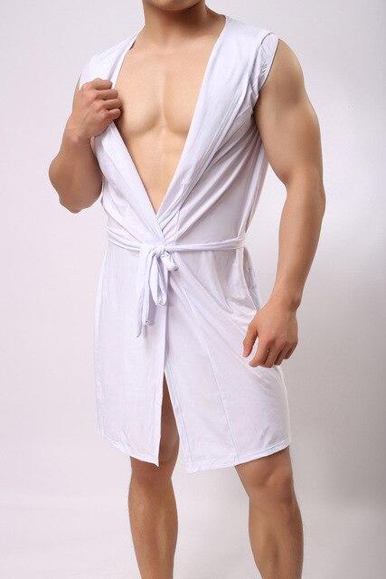 men's bathrobe hombre sexy nightgown pajamas men silk robe tracksuit hooded