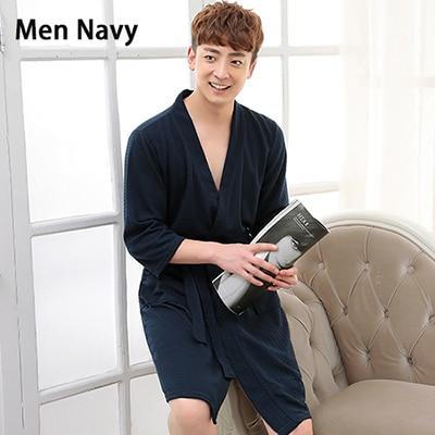 Lovers Summer Water Absorption Fashion Towel Bath Robe Men Sexy Kimono Waffle Bathrobe Mens Plus Size Dressing Gown Male Robes
