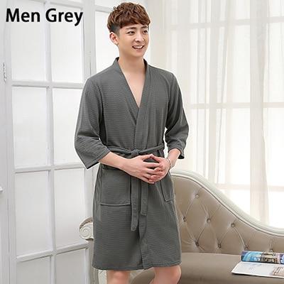 Hot Sale Mens Water Absorption Kimono Bath Robe Men Sexy Summer Robes Male Lounge Plus Size Waffle Bathrobe Dressing Gown