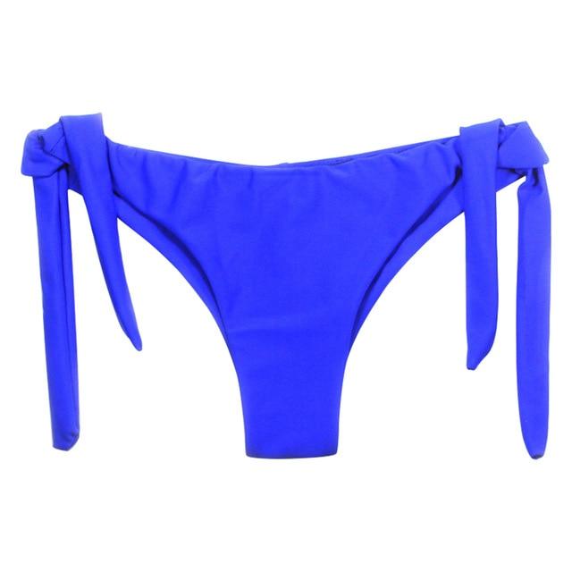 2018 Sexy Solid Thong Swim String Bikini Brazilian Cut Swimwear Women Bottom Adjustable Briefs Swimsuit Panties Underwear