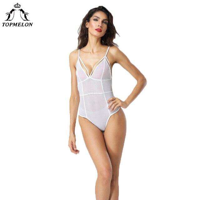 TOPMELON Underwear Women Modeling Strap Tops Slim Shapewear Body Shaper Bodysuit Sexy Hollow Out Mesh Transparent Lingerie