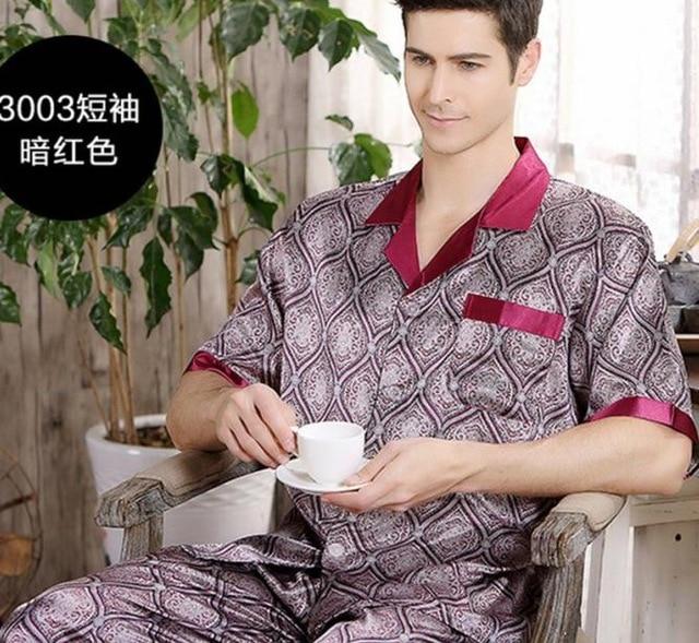 Summer Mens Stain Silk Pajama Set Pajamas Men Sleepwear Modern Style Silk Nightgown Home Male Satin Soft Cozy For Sleeping
