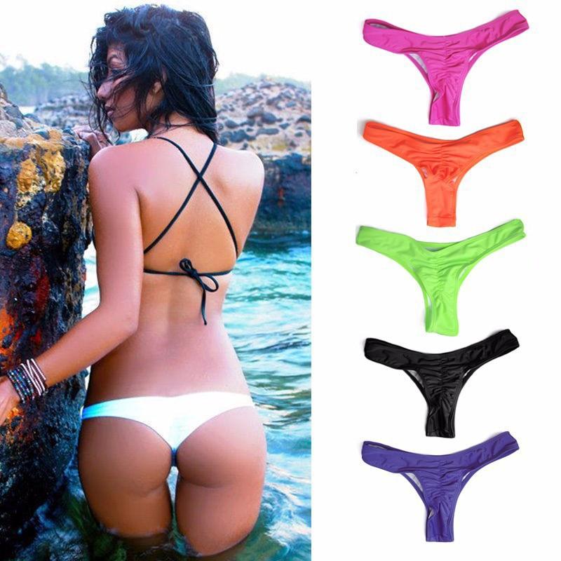 Women's Swimming Suit Brazilian Bikini Bottoms 2018 Swimwear Women Thong Ruched Briefs Bathing Panties for Women Underwear