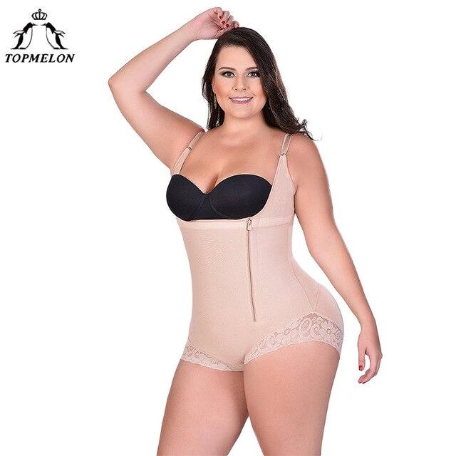 TOPMELON Women Sexy Body Shaper Butt Lifter Underwear Slimming Bodysuit Plus Big Size High Compression Push Hip Up Waist Trainer