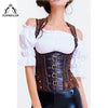 TOPMELON Underbust Bustier Gothic Corselet Steampunk Sexy Corset Women Steel Boned Rivet Buckles Floral Shows Party Corset Tops