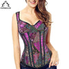 TOPMELON Gothic Steampunk Steel Boned Corset with Strap Bustier Women Corselet Sexy Retro Slim Floral Lace Up New Tops 6XL