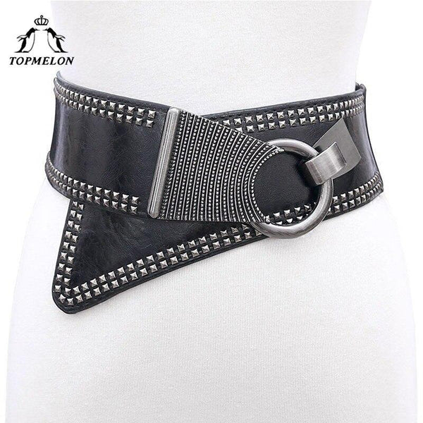 TOPMELON Belly Slimming Belt Modeling Strap Steampunk Accessories Fashion Tummy Control Punk Gothic Leather Rivet Corset Belts