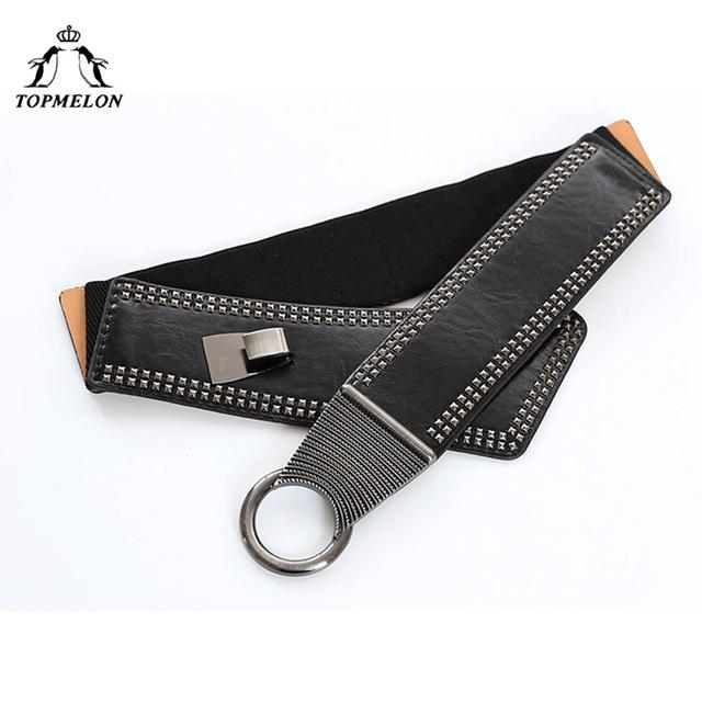 TOPMELON Belly Slimming Belt Modeling Strap Steampunk Accessories Fashion Tummy Control Punk Gothic Leather Rivet Corset Belts