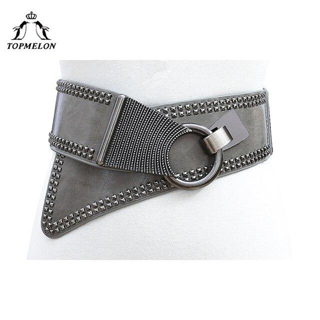 TOPMELON Belly Slimming Belt Modeling Strap Steampunk Accessories Fashion Tummy Control Punk Gothic Leather Rivet Corset Belts