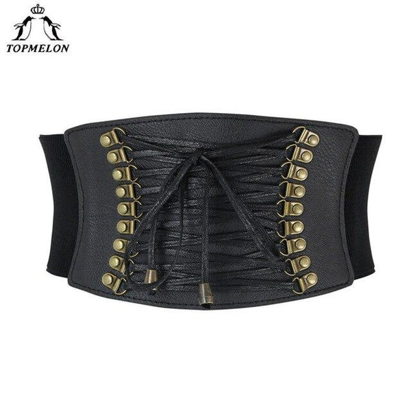 TOPMELON Waist Trainer Steampunk Accessories Bustier Gothic Corselet  Underbust Belly Slimming Belt Leather Rivet Waist Trainer