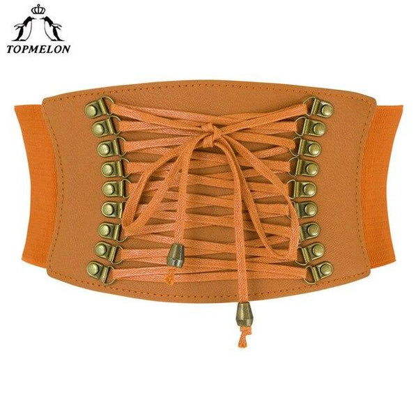 TOPMELON Waist Trainer Steampunk Accessories Bustier Gothic Corselet  Underbust Belly Slimming Belt Leather Rivet Waist Trainer