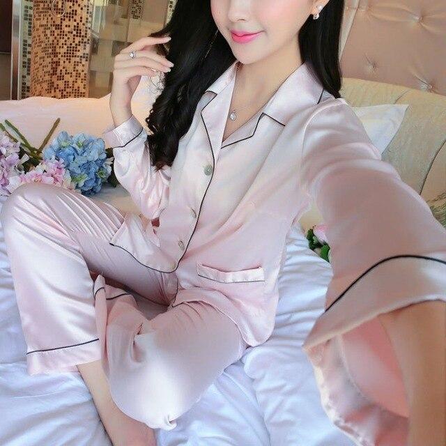 Spring Women Nightshirt Upscale Couples Pajamas Sets Long Sleeve Sleepwear Set Nightgown Homewear Men Soft Faux Silk Satin