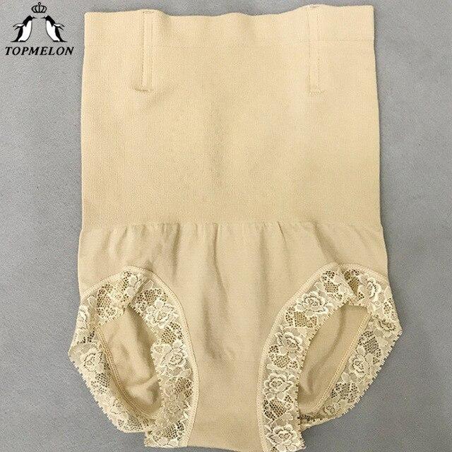 TOPMELON Waist Trainer Butt Lifter Underwear Women Shapwear High Waist Belly Slimming Sheath Panties Lace Weight Loss Shaper