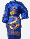 Black Chinese Men's  Embroidery Dragon Robe Nightgown Hot Sale Silk Satin Sleepwear Kimono Gown Size S M L XL XXL XXXL MR008