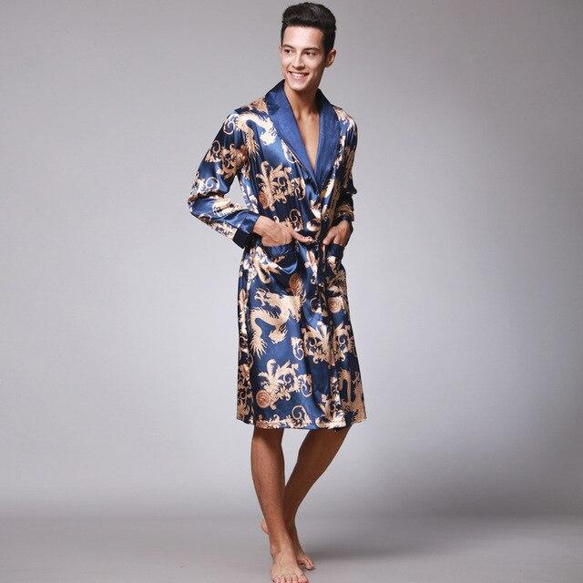 gents Dragon robe gowns Summer Mini Yukata Pajamas Lingerie Nightgowns men Kimono Bathrobe Hombres Pijama size L XL XXL WP032