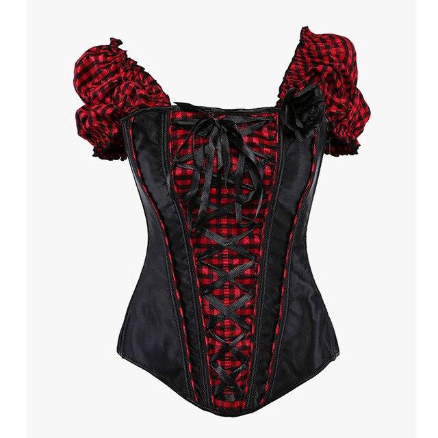 TOPMELON Steampunk Corset Women Corselet Sexy Corset Bustier Gothic Retro Plaid Lace Up Shows Party Cosplay Corset Tops