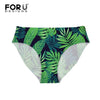 FORUDESIGNS Brazil Swimwear Separates Brazilian Bikini BottomsTropical Palm Tree Printing Swimsuit Thong Swimwear Shorts Women
