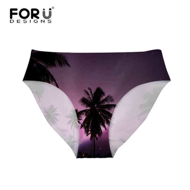 FORUDESIGNS Brazil Swimwear Separates Brazilian Bikini BottomsTropical Palm Tree Printing Swimsuit Thong Swimwear Shorts Women