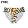 FORUDESIGNS Brazil Swimwear Separates Brazilian Bikini BottomsTropical Palm Tree Printing Swimsuit Thong Swimwear Shorts Women