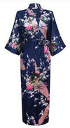 Brand New Long Robe Satin Rayon Bathrobe Nightgown For Women Kimono Sleepwear Flower Plus Size S-XXXL S02D