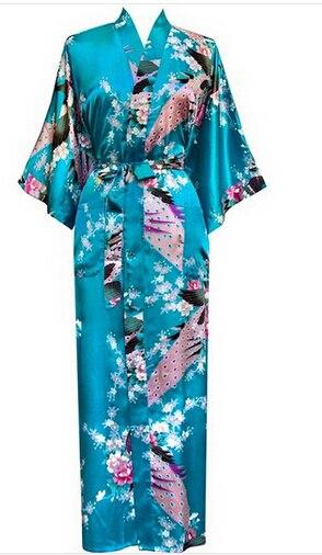 Brand New Long Robe Satin Rayon Bathrobe Nightgown For Women Kimono Sleepwear Flower Plus Size S-XXXL S02D