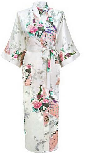 Brand New Long Robe Satin Rayon Bathrobe Nightgown For Women Kimono Sleepwear Flower Plus Size S-XXXL S02D