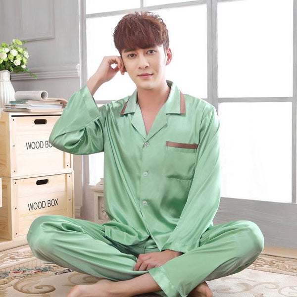 faux silk men sleepwear mens pajamas Men's Sleep & Lounge male Pajama Sets satin men pyjamas men nightgown chinese silk pajamas