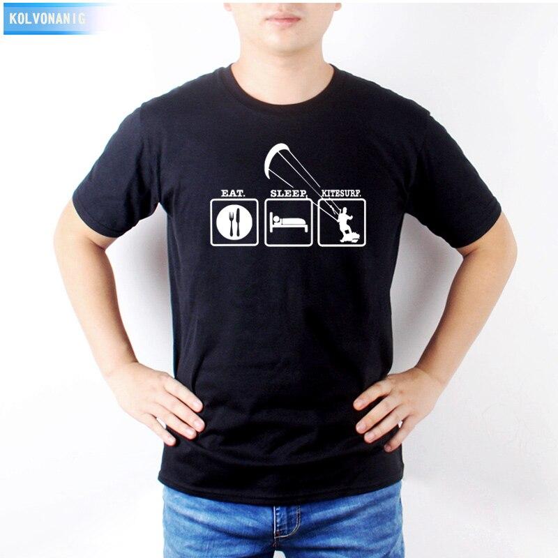 KOLVONANIG Summer Dresses EAT SLEEP KITESURF Men's Sportswear Cool T-Shirt Funny Gift O-Neck Teenage Tee Shirts Plus Size Be-99