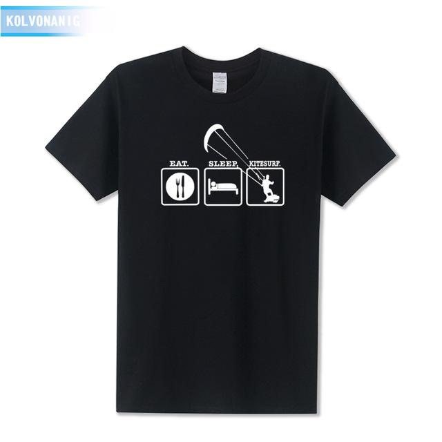 KOLVONANIG Summer Dresses EAT SLEEP KITESURF Men's Sportswear Cool T-Shirt Funny Gift O-Neck Teenage Tee Shirts Plus Size Be-99