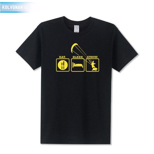 KOLVONANIG Summer Dresses EAT SLEEP KITESURF Men's Sportswear Cool T-Shirt Funny Gift O-Neck Teenage Tee Shirts Plus Size Be-99