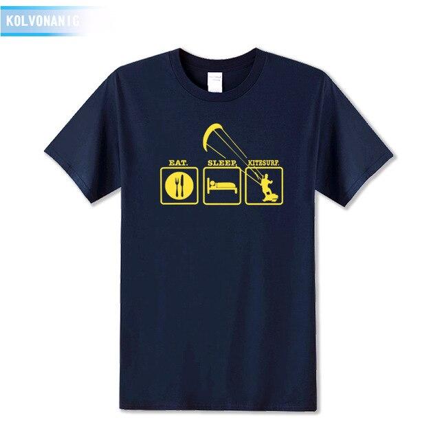 KOLVONANIG Summer Dresses EAT SLEEP KITESURF Men's Sportswear Cool T-Shirt Funny Gift O-Neck Teenage Tee Shirts Plus Size Be-99