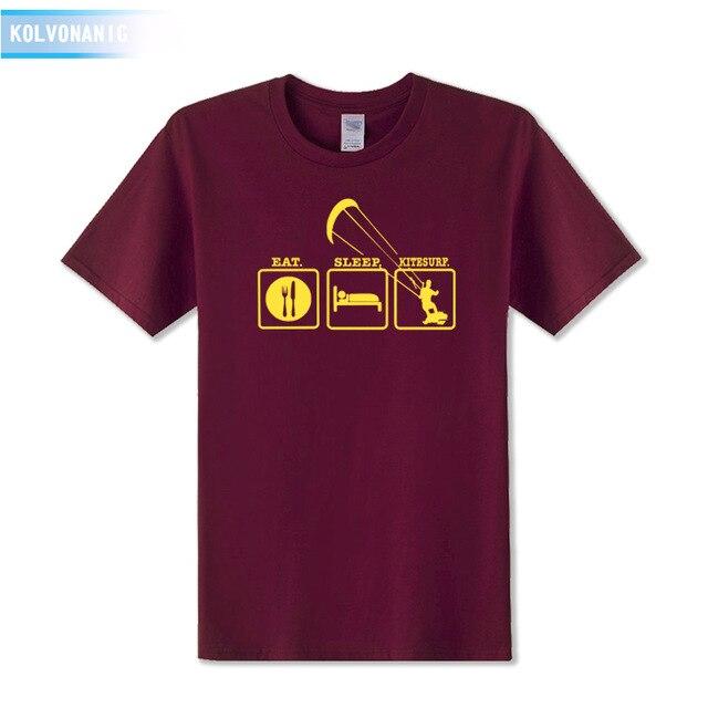 KOLVONANIG Summer Dresses EAT SLEEP KITESURF Men's Sportswear Cool T-Shirt Funny Gift O-Neck Teenage Tee Shirts Plus Size Be-99