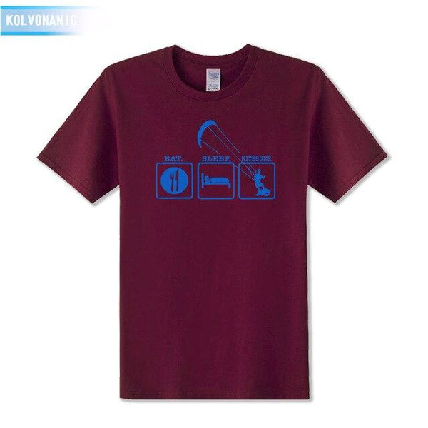 KOLVONANIG Summer Dresses EAT SLEEP KITESURF Men's Sportswear Cool T-Shirt Funny Gift O-Neck Teenage Tee Shirts Plus Size Be-99